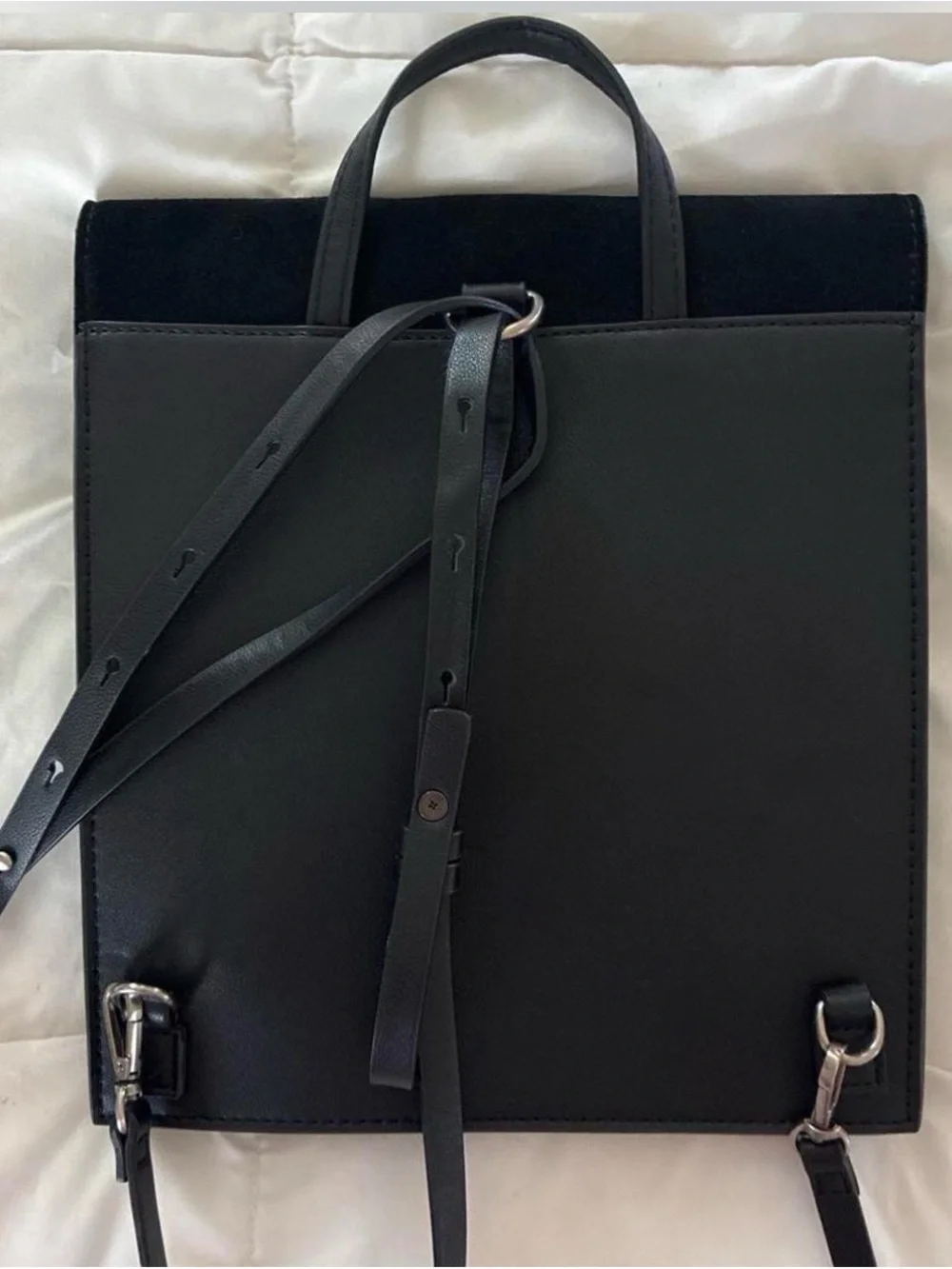 Zara Black Backpack in Suede and Leather